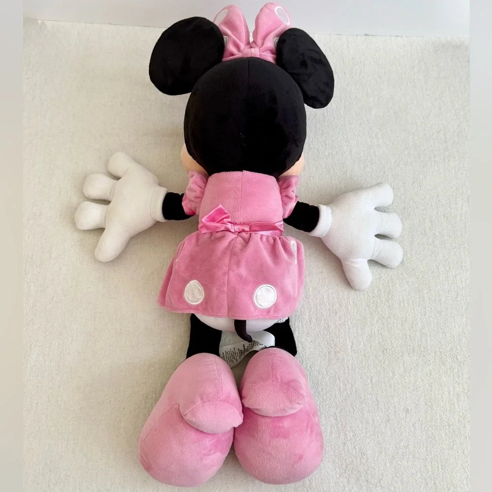 Disney Minnie Mouse Plush 27” Stuffed Animal Pink Polka Dot Bow and Dress